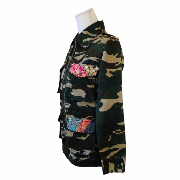 🎉HP🎉Beautiful Stories Embellished Camo Jacket, Sz XS - Picture 2 of 14